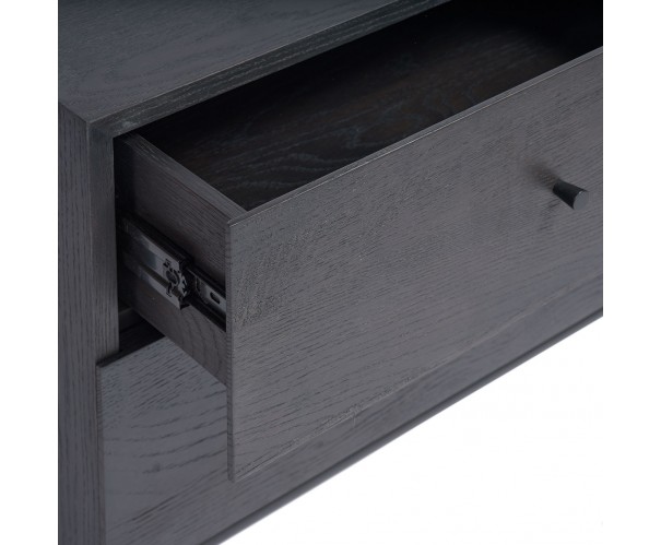 Mesita de noche 2 cajones roble black-brown y metal negro Mesita de noche 2 cajones roble black-brown y metal negro