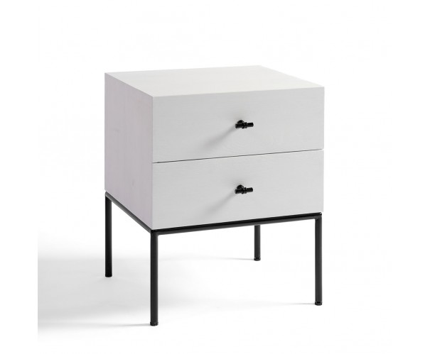 Mesita de noche tirador T blanco y metal negro Mesita de noche tirador T blanco y metal negro - Imagen 4