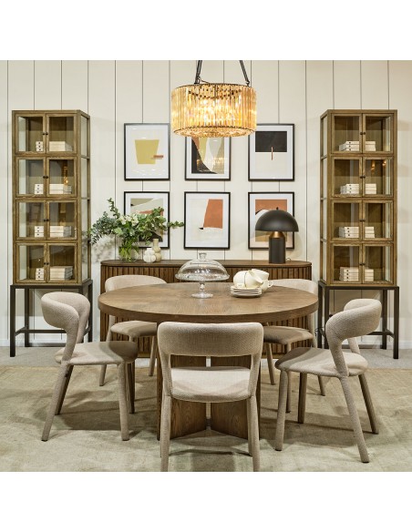 Mesa de comedor redonda acabada roble pata central Mesa de comedor redonda acabada roble pata central