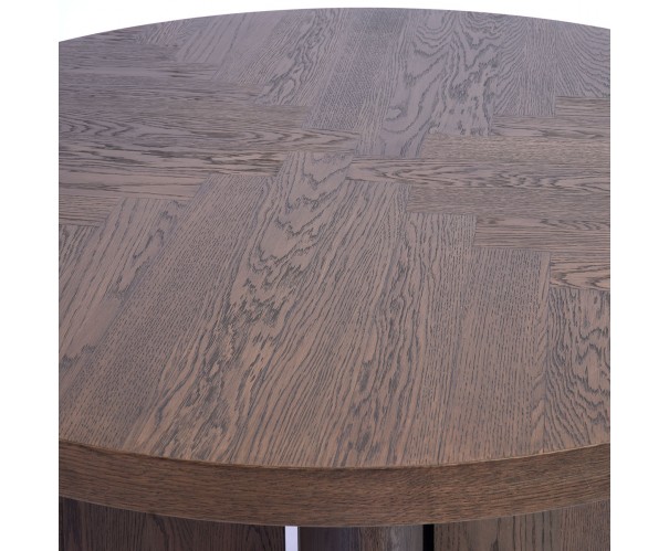 Mesa de comedor redonda acabada roble pata central Mesa de comedor redonda acabada roble pata central