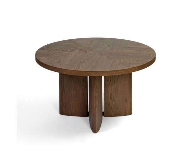 Mesa de comedor redonda acabada roble pata central Mesa de comedor redonda acabada roble pata central