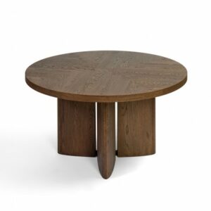 Mesa de comedor redonda acabada roble pata central
