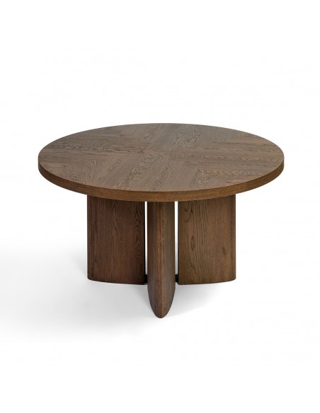 Mesa de comedor redonda acabada roble pata central Mesa de comedor redonda acabada roble pata central