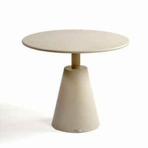 Mesa de comedor rendonda pata cónica beige crudo