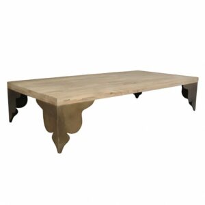 Mesa de centro de madera de olmo y cobre