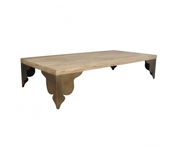 Mesa de centro de madera de olmo y cobre Mesa de centro de madera de olmo y cobre