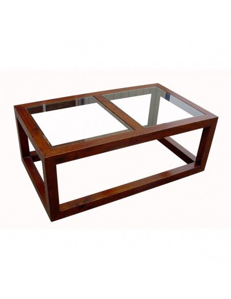 Mesa de centro roble y cristal Mesa de centro roble y cristal