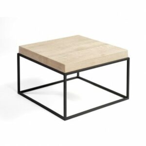 Mesa auxiliar cuadrada de estilo industrial roble blanqueado y metal