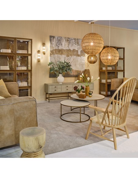 Set mesas de centro blanco grisáceo y metal dorado Set mesas de centro blanco grisáceo y metal dorado