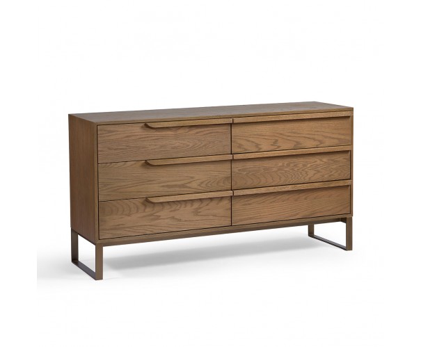 Aparador cajones roble natural y metal dorado Aparador cajones roble natural y metal dorado