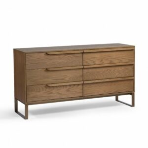 Aparador cajones roble natural y metal dorado