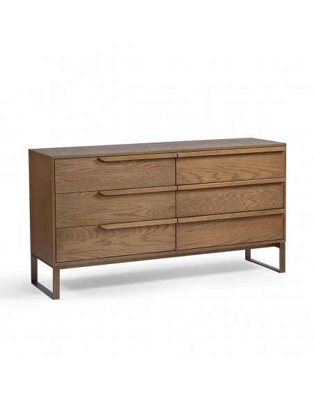 Aparador cajones roble natural y metal dorado Aparador cajones roble natural y metal dorado