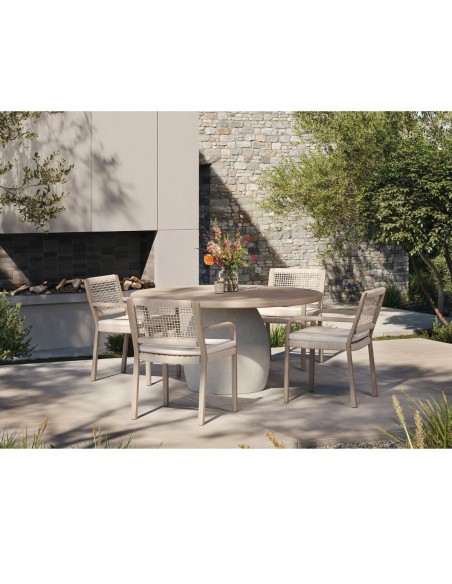 Silla de comedor teca envejecda y cuerda Silla de comedor teca envejecda y cuerda - Imagen 2