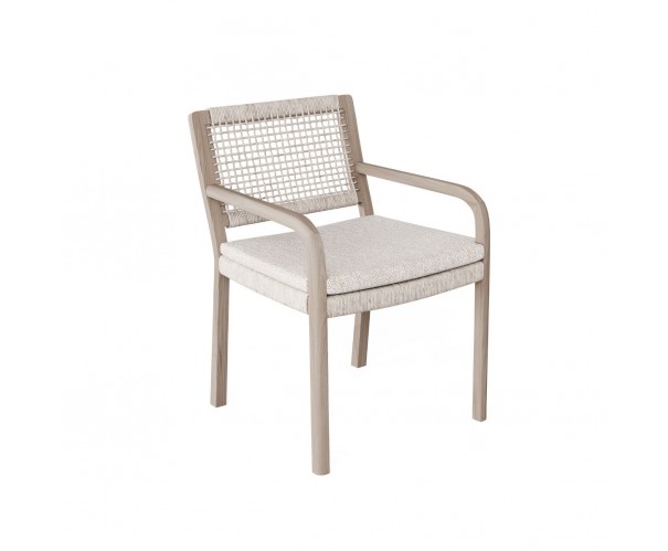 Silla de comedor teca envejecda y cuerda Silla de comedor teca envejecda y cuerda - Imagen 3