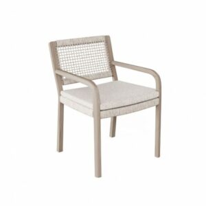 Silla de comedor teca envejecda y cuerda Silla de comedor teca envejecda y cuerda