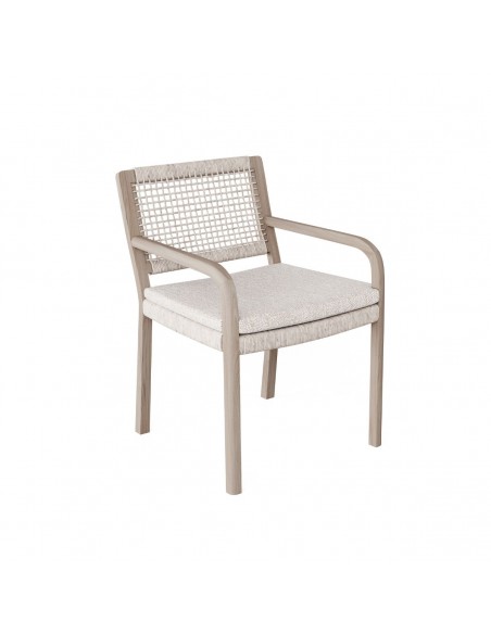 Silla de comedor teca envejecda y cuerda Silla de comedor teca envejecda y cuerda