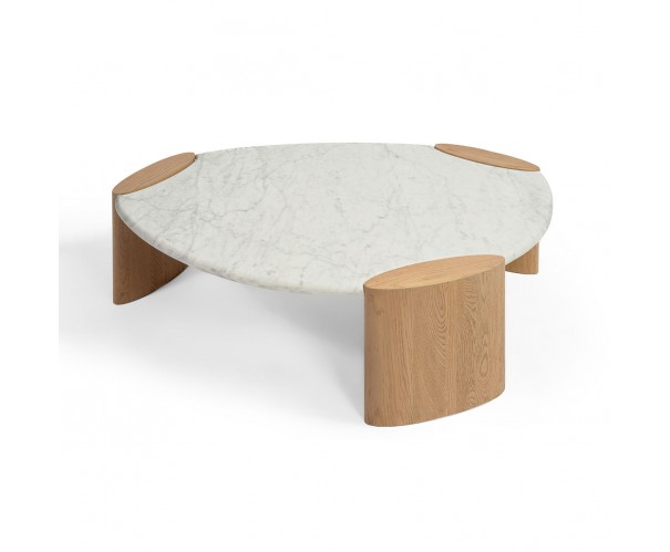 Mesa de centro irregular roble claroy marmol Mesa de centro irregular roble claroy marmol