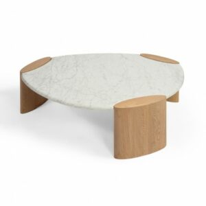 Mesa de centro irregular roble claroy marmol Mesa de centro irregular roble claroy marmol