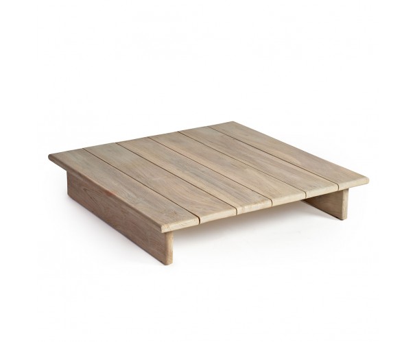 Mesa de centro cuadrada de teca patas laterales Mesa de centro cuadrada de teca patas laterales