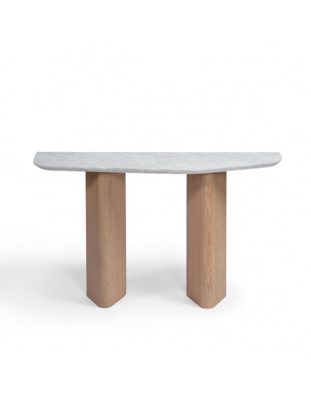 Consola de roble claro y mármol Consola de roble claro y mármol