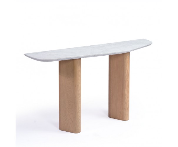 Consola de roble claro y mármol Consola de roble claro y mármol