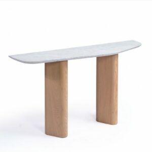 Consola de roble claro y mármol Consola de roble claro y mármol