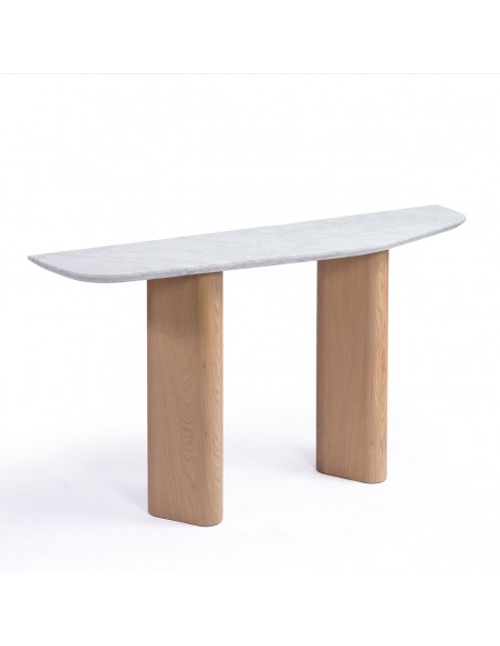 Consola de roble claro y mármol Consola de roble claro y mármol