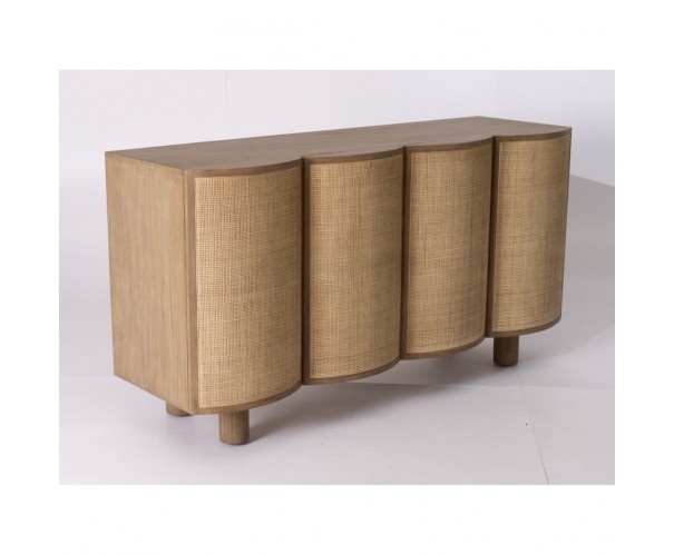 Aparador color natural y ratán puertas curvas Aparador color natural y ratán puertas curvas