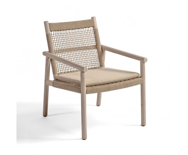 Sillón bajo de teca envejecida y cuerda Sillón bajo de teca envejecida y cuerda - Imagen 5