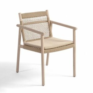 Sillón de comedor teca envejecda y cuerda