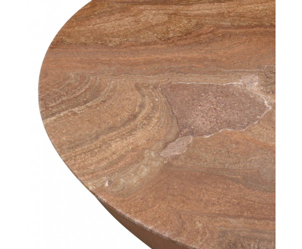 Mesa de centro redonda de microcemento y mármol anaranjado. Mesa de centro redonda de microcemento y mármol anaranjado.