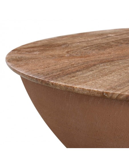 Mesa de centro redonda de microcemento y mármol anaranjado. Mesa de centro redonda de microcemento y mármol anaranjado.