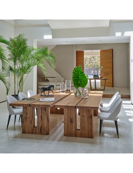 Mesa de roble y metal Mesa de roble y metal