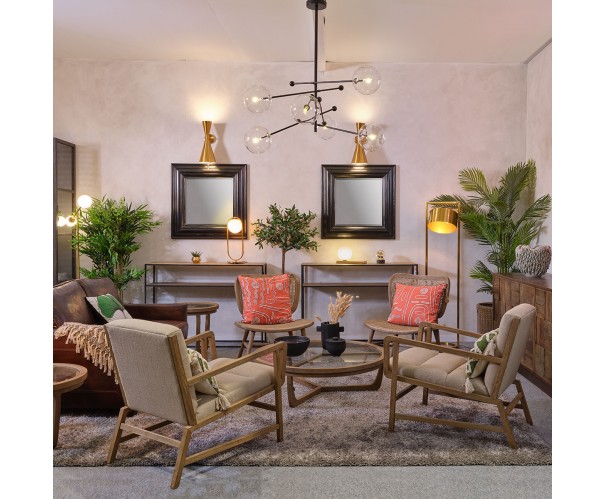 Lámpara metal negro y cristal Lámpara metal negro y cristal