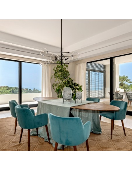 Lámpara metal negro y cristal Lámpara metal negro y cristal