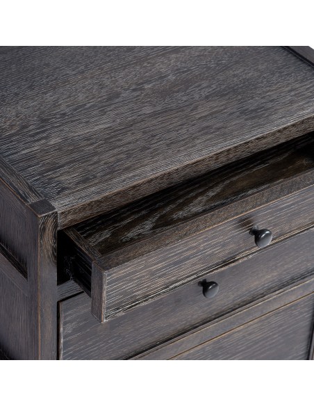 Mesita de noche roble grisáceo 3 cajones ancho 50cm Mesita de noche roble grisáceo 3 cajones ancho 50cm