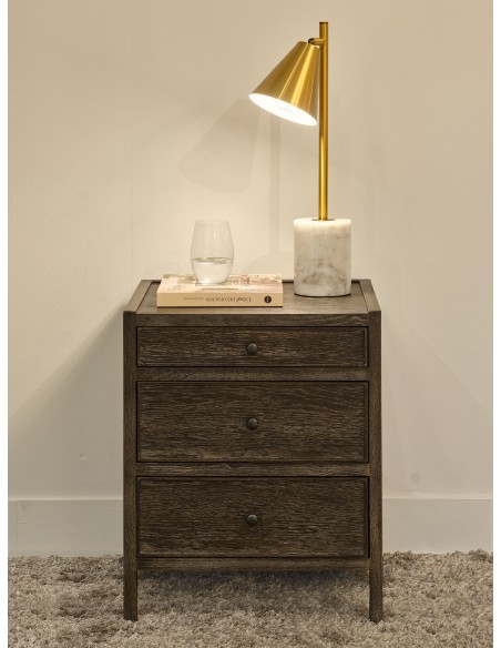 Mesita de noche roble grisáceo 3 cajones ancho 50cm Mesita de noche roble grisáceo 3 cajones ancho 50cm
