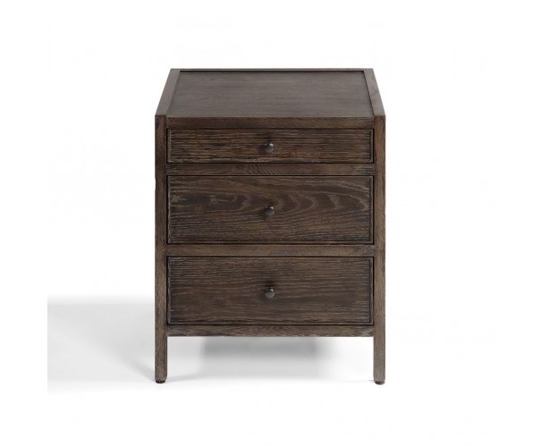 Mesita de noche roble grisáceo 3 cajones ancho 50cm Mesita de noche roble grisáceo 3 cajones ancho 50cm