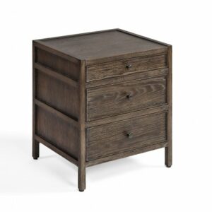 Mesita de noche roble grisáceo 3 cajones ancho 50cm