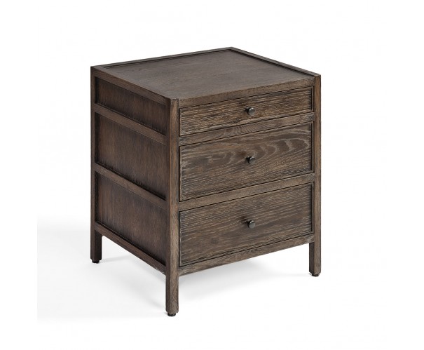 Mesita de noche roble grisáceo 3 cajones ancho 50cm Mesita de noche roble grisáceo 3 cajones ancho 50cm