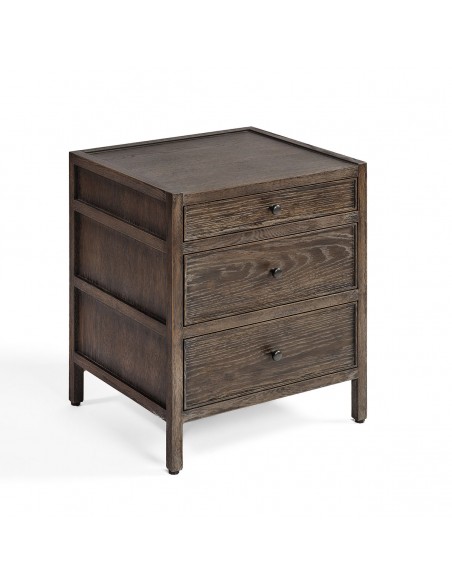 Mesita de noche roble grisáceo 3 cajones ancho 50cm Mesita de noche roble grisáceo 3 cajones ancho 50cm