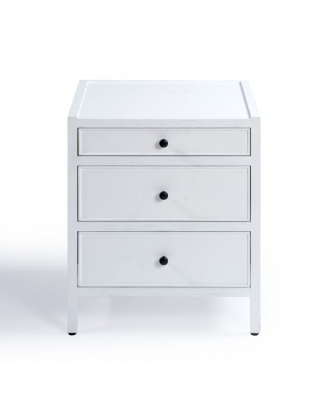 Mesita de noche roble blanco 3 cajones ancho 50cm Mesita de noche roble blanco 3 cajones ancho 50cm