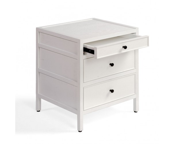Mesita de noche roble blanco 3 cajones ancho 50cm Mesita de noche roble blanco 3 cajones ancho 50cm