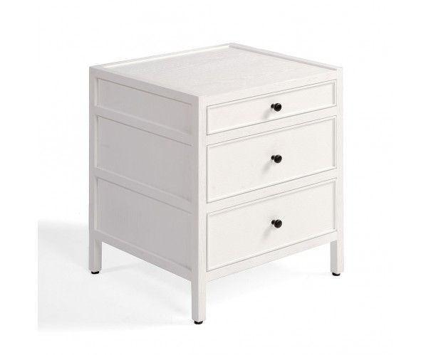 Mesita de noche roble blanco 3 cajones ancho 50cm Mesita de noche roble blanco 3 cajones ancho 50cm