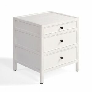 Mesita de noche roble blanco 3 cajones ancho 50cm
