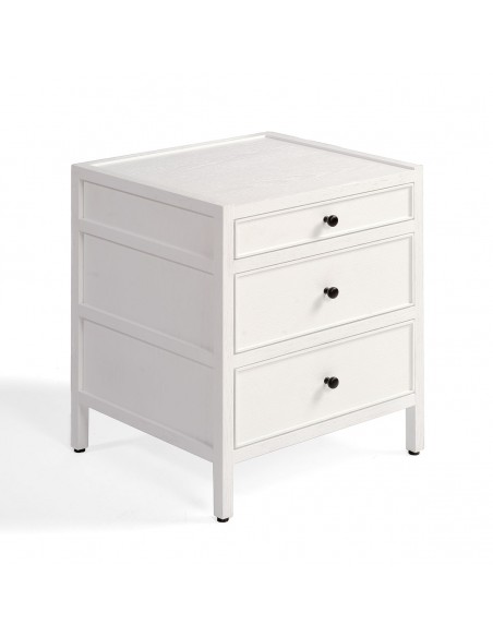 Mesita de noche roble blanco 3 cajones ancho 50cm Mesita de noche roble blanco 3 cajones ancho 50cm