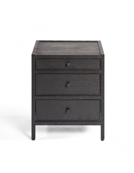 Mesita de noche roble negro 3 cajones ancho 50cm Mesita de noche roble negro 3 cajones ancho 50cm