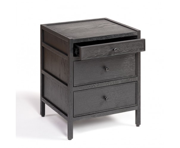 Mesita de noche roble negro 3 cajones ancho 50cm Mesita de noche roble negro 3 cajones ancho 50cm