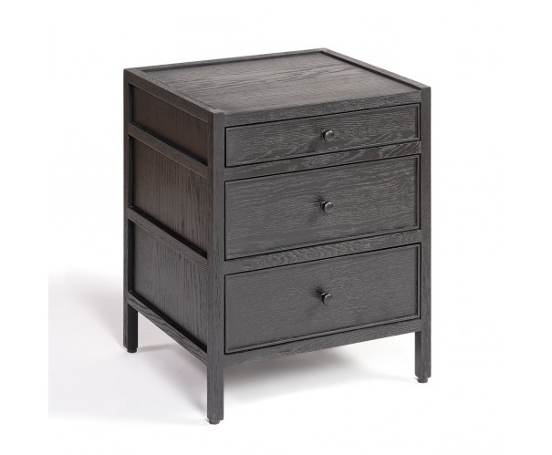 Mesita de noche roble negro 3 cajones ancho 50cm Mesita de noche roble negro 3 cajones ancho 50cm