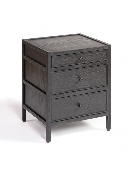 Mesita de noche roble negro 3 cajones ancho 50cm Mesita de noche roble negro 3 cajones ancho 50cm